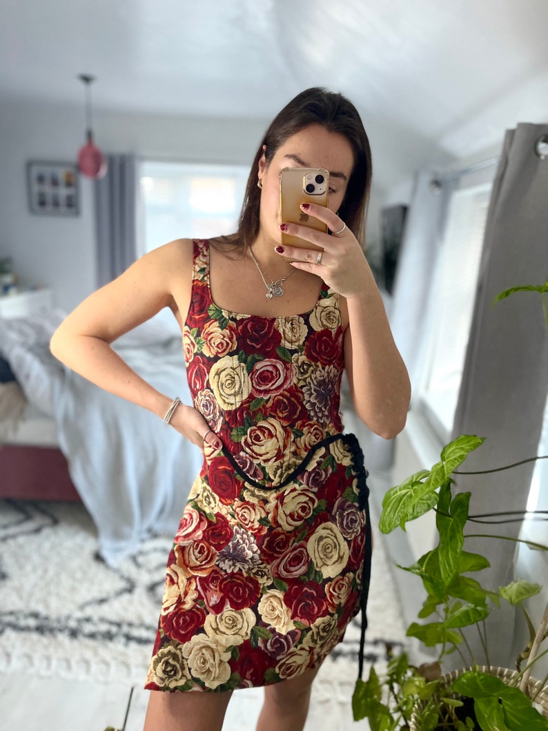 Handmade Rose Floral Tapestry Corset Etsy