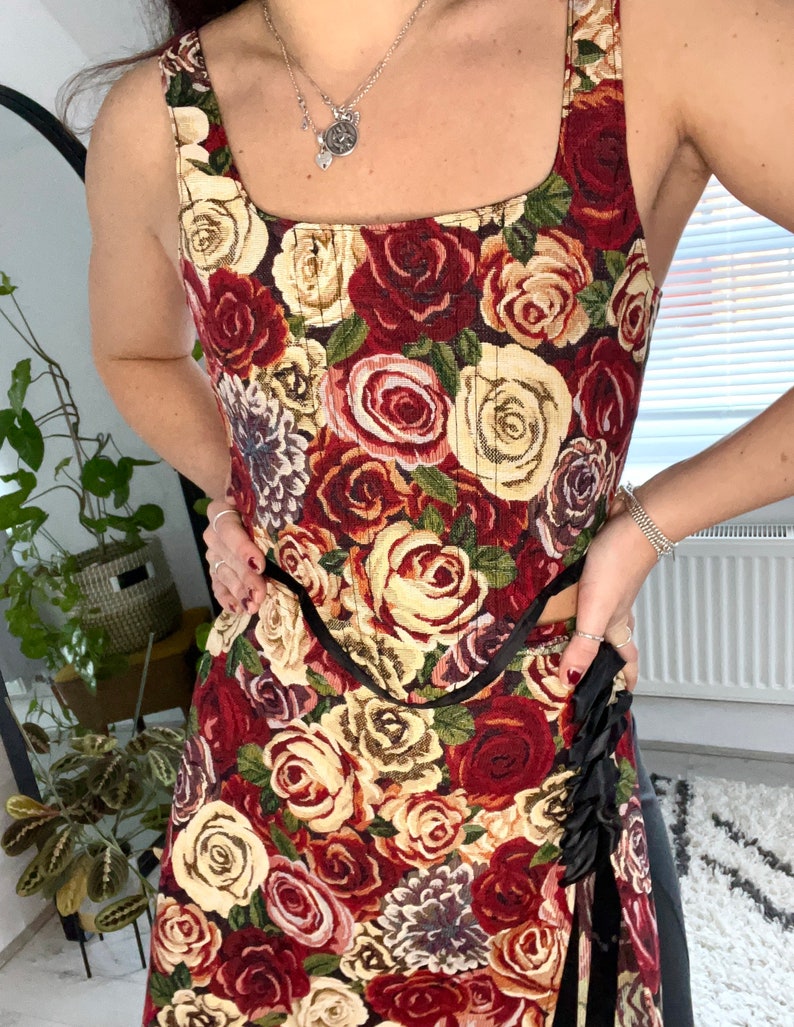 Handmade Rose Floral Tapestry Corset Etsy