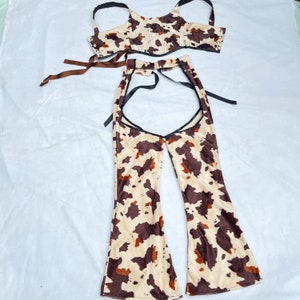 Multiple prints* cut out cowgirl chaps with matching fabric belt