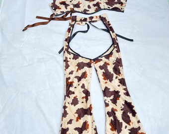 Multiple prints* cut out cowgirl chaps with matching fabric belt