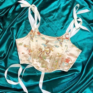 Múltiples colores* Corsé de brocado de dragón chino reversible hecho a mano