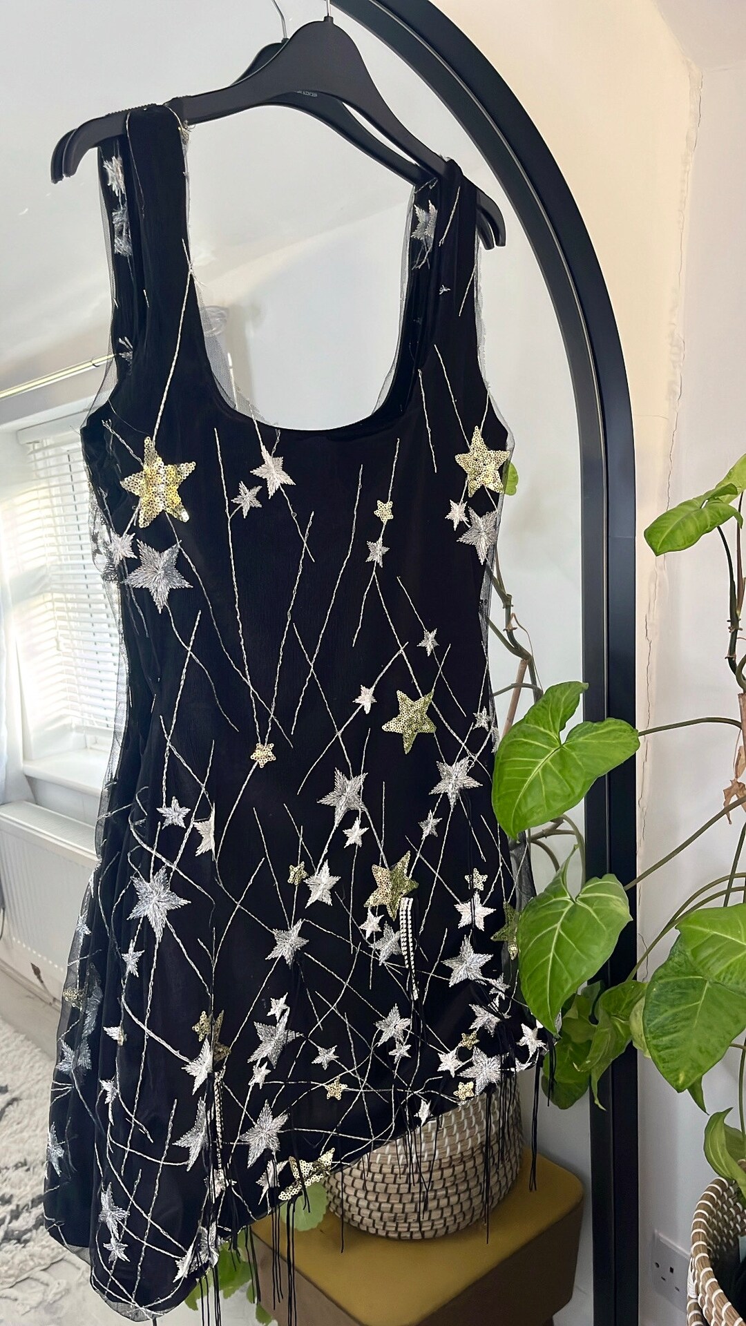 blue dress for baby girl Rosaria Black Embellished Constellation Mini Dress