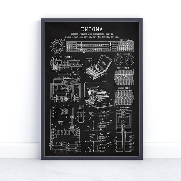 Enigma Cipher Machine Patent Print - 1920 Wall Art Print - History  Gift - Encryption Home Decor