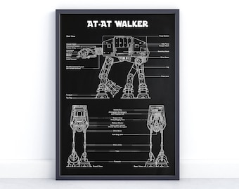 AT AT Walker Blueprints Wall Fan Art Print - Photography Gift - Home Decor