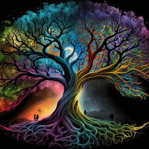 Cosmic tree of life ai generated & enhanced digital download poster - a1 size