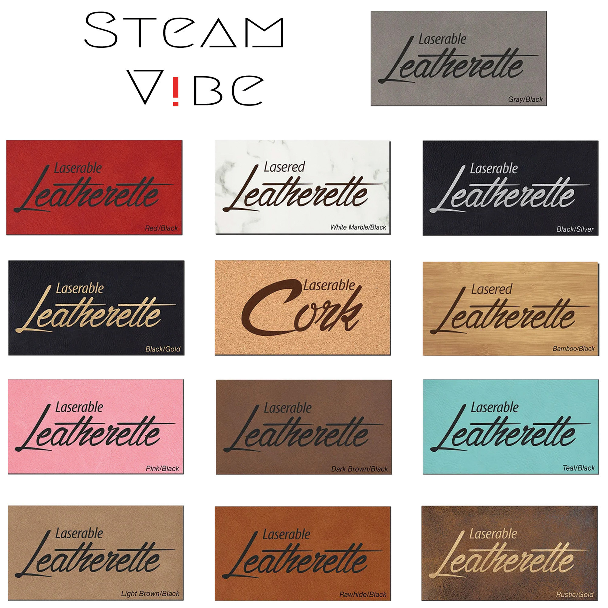 Laserable Leatherette Sheets 12x24 or 12x12 or 6x12 Laser Supplies,  Glowforge Supplies,xtool,omtech 
