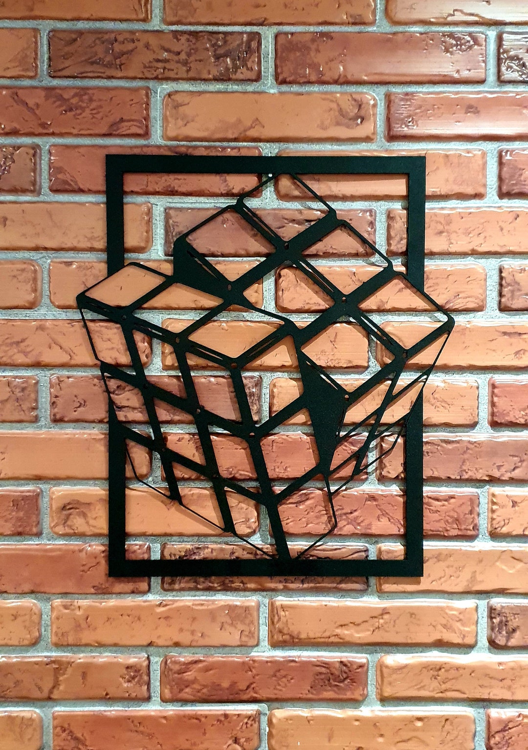 Geometric Wall Art Decor Laser Cut Rubik's Cube 3D Design Etsy