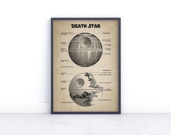 Death star blueprints wall art print - photography gift - home decor