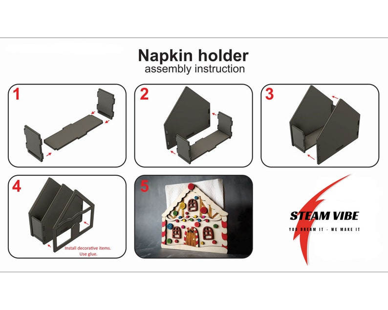 Gingerbread House Napkin Holder DIY Kit Christmas Gift Etsy