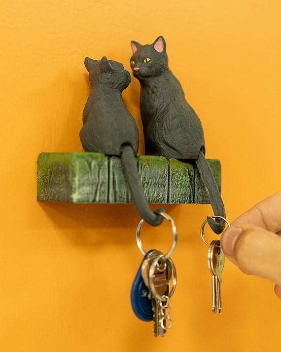 Purrrfect Wall Mounted Cat Tail Key Holder 3D Printed Decoration