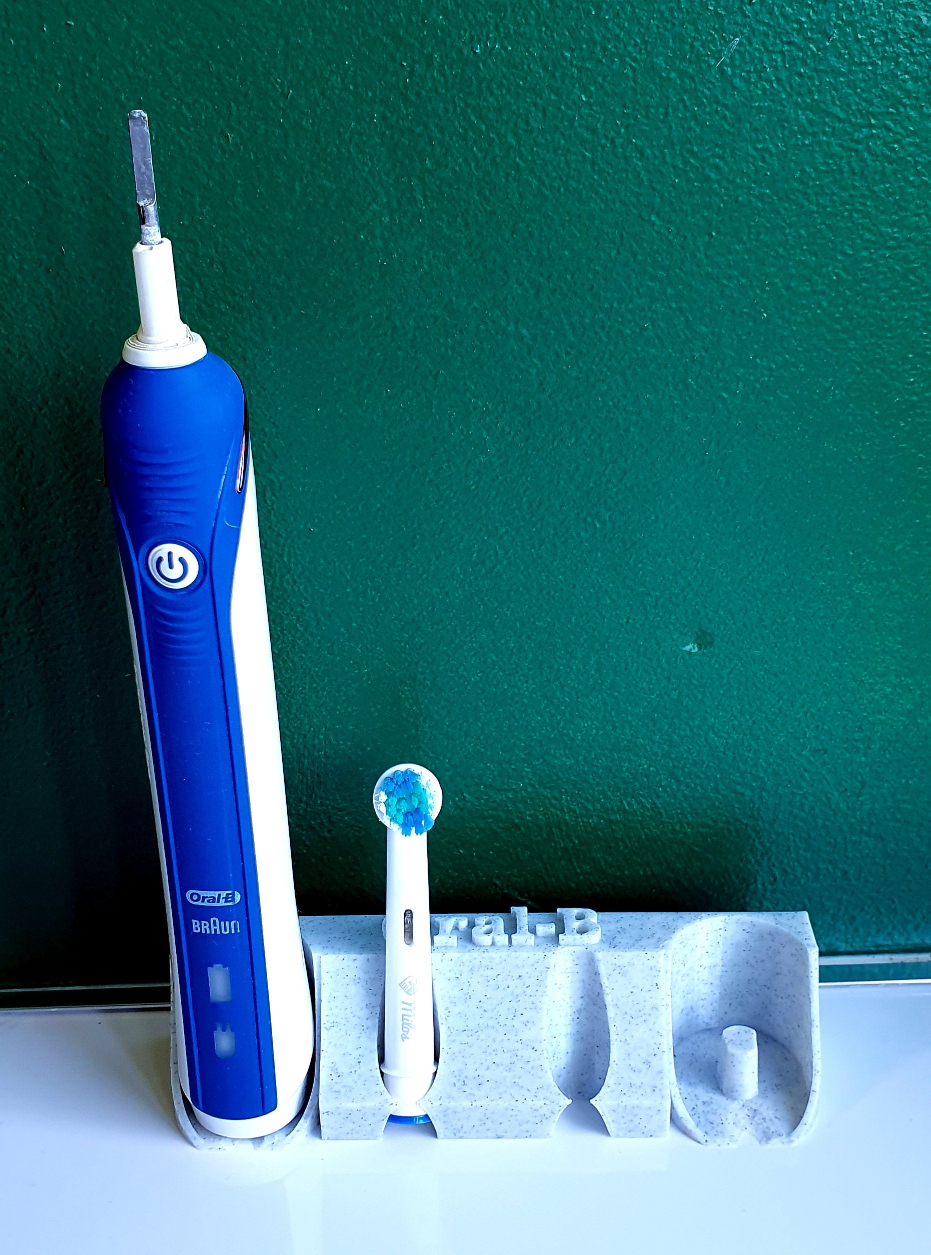 Premium 3D printed Doubled Oral B Toothbrush Holder/Stand - Marble Effect / Any Colour