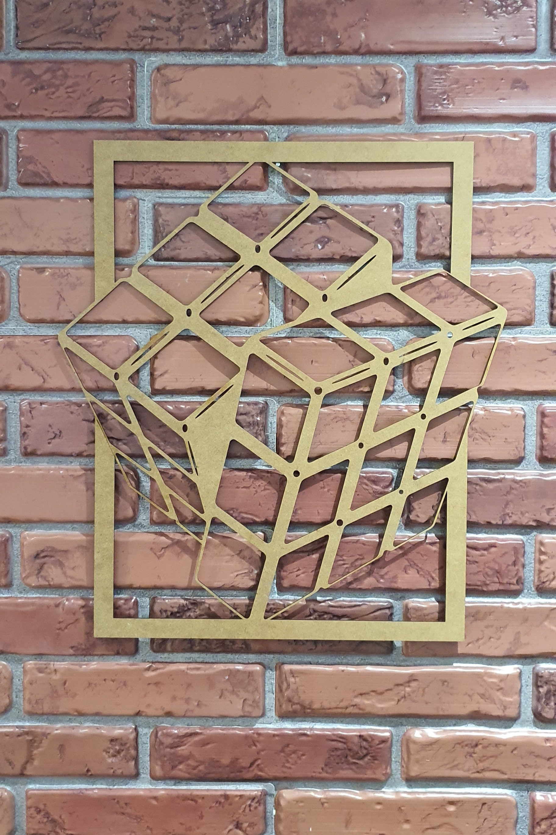 Geometric Wall Art Decor Laser Cut Rubik's Cube 3D Design Etsy