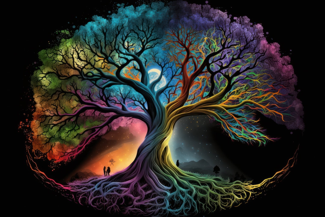 Cosmic Tree of Life AI Generated & Enhanced Digital Download Poster A1