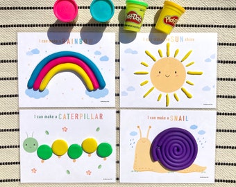 Play Dough Mats - Descarga digital, Actividad de plastilina, Aprendizaje Montessori, Actividad preescolar para niños pequeños, Aprendizaje en casa