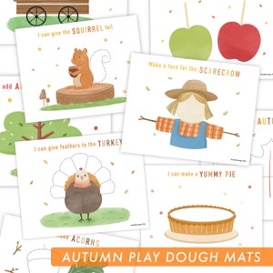 Autumn Play Dough Mats - Digital Download, Fall Play Dough Activity, Printable Play Dough Mats, Homeschool Learning