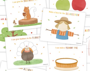Autumn Play Dough Mats - Digital Download, Fall Play Dough Activity, Printable Play Dough Mats, Homeschool Learning