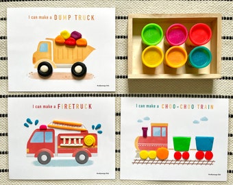 Transportation Play Dough Mats - Digital Download, Printable Play Doh Mats, Play Dough Activity, Vehicles Play Mats, Pre-K Toddler Activity