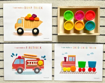 Transportation Play Dough Mats - Digital Download, Printable Play Doh Mats, Play Dough Activity, Vehicles Play Mats, Pre-K Toddler Activity