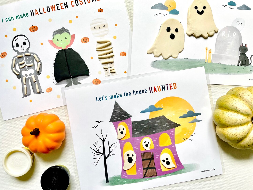 Halloween Play Dough Mats  Digital Download Play Doh