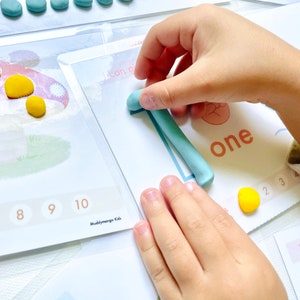 Getallen spelen deegmatten - Digitale download, nummerkaarten, getallen leren, thuisschool, PreK Preschool leren, spelen deeg activiteit