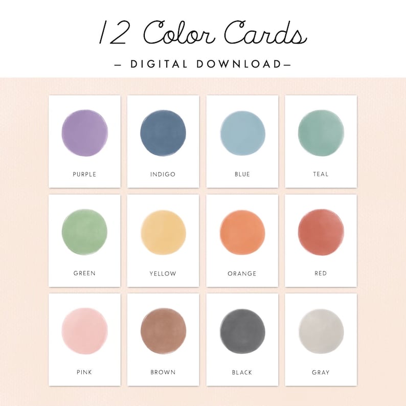 Color Card File Color Cards - Digital Download, Color Flash Cards for Classroom and ...