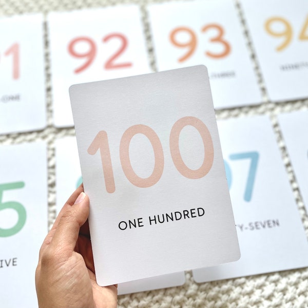 1-100 Number Cards - Digital Download, Printable Number Flash Cards for Toddlers and Preschoolers