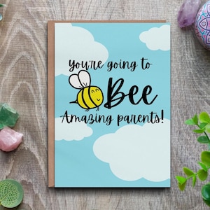 New baby card - Bee Amazing Parents congratulations card for baby boy or girl