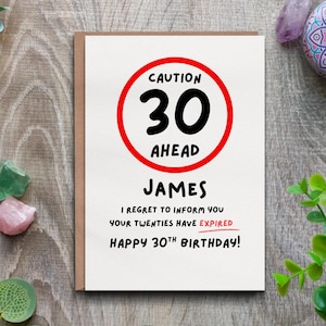 Personalised 30th Birthday Card - Happy thirty Birthday, 20s Expired 30 ahead card