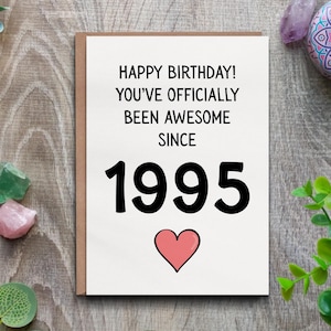 Carte d'anniversaire personnalisée pour 30 ans - voeux d'anniversaire personnalisé de 1995 pour lui et elle