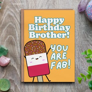 Fab brother, Happy birthday brother, Brother birthday card, Card for brother, Birthday card for sibling, Card from sister, Best brother card