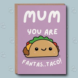 Kaart voor moeder - Fantastaco Mum Card. Verjaardagskaart voor moeder, moeder, moeder. Moederdagkaart. Cadeau voor moeder, etenscadeau voor fijnproevers. Mama Koken