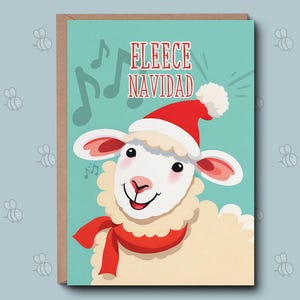 Fleece Navidad - Linda tarjeta navideña de oveja. Tarjeta de feliz navidad. Tarjeta navideña de All Of Us, tarjeta navideña, divertida tarjeta de broma navideña.