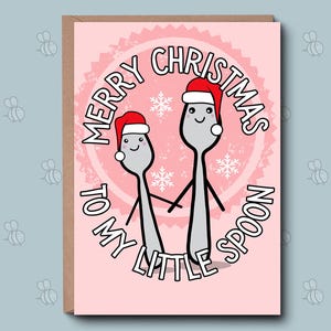 Feliz Natal para minha pequena colher - Cartão de Feliz Natal, Cartão Festivo Bonito, Cartão de Natal para Casal. Para Namorada, Namorado, Esposa, Marido.