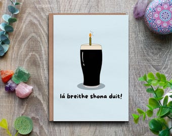 Handgemaakte Lá Breithe Shona Duit Irish Pint Verjaardagskaart
