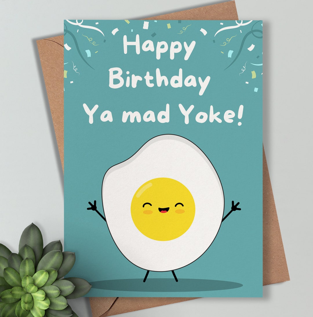 Irish Sayings Mad Yoke Birthday Card. Funny Cartoon Birthday Gift. Made
