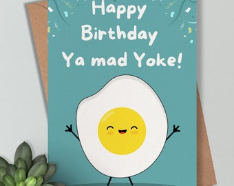 Irish Sayings - Mad Yoke Birthday Card. Funny Cartoon birthday gift. Made in Ireland Good Craic