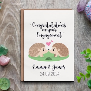 Gepersonaliseerde verlovingskaart, lieve egel verlovingskaart, felicitatiekaart voor stel, leuke verlovingskaart, aangepaste verlovingskaart