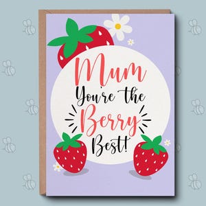 Muttertagskarte - Berry Best Mum Card. Süße Karte zum Muttertag, beste Mama, Mama zum Geburtstag. Geschenke für Mama von Sohn Tochter.