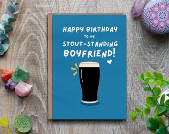 Grappige verjaardagskaart voor vriend, pintkaart voor hem, Stout-standing vriendje, Leuke verjaardag vriendje, Van vriendin, Ierse verjaardag