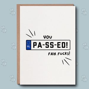 Carte d'examen de conduite - Carte de félicitations pour le fair-play. Carte de célébration, vous l'avez fait. Carte de félicitations drôle d'humour irlandais. 5 x 7 pouces.