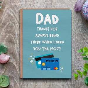 Bank von Papa lustige Grußkarte - Vatertagskarte, Karte für Papa zum Geburtstag.