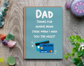 Carte de voeux drôle de banque de papa - carte de fête des pères, carte pour l'anniversaire de papa.