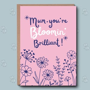 Muttertagskarte - Blooming Brilliant Mum. Irische Mammy Karte, Mammy's Day. Muttertagsgeschenk für Mama, Mam Mom. Karte für Mama ,