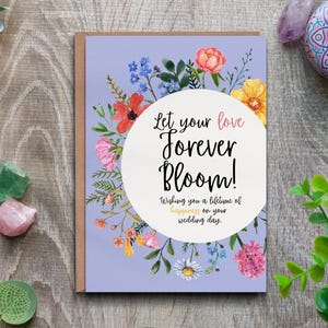 Biglietto di nozze floreale, Biglietto di nozze bellissimo, Biglietto "Let Love Grow", Biglietto di nozze estivo, Biglietto di nozze di lusso per coppie felici, Matrimonio boho