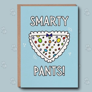 Gefeliciteerd Card - Smarty Pants Gefeliciteerd Card. Voor examensucces, baanpromotie, afstudeercadeau. Examencadeau, cadeaus voor afgestudeerden, masters