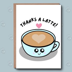 Carte de remerciement - Merci un café au lait. Carte pour dire merci, cadeau de remerciement, carte de remerciement. Pour lui, sa soeur, son ami, son voisin, sa cousine, pour tous.