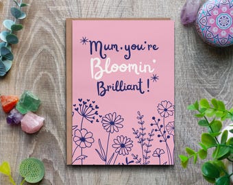 Mamá brillante y floreciente, tarjeta de feliz cumpleaños para mamá, tarjeta para mamá, cumpleaños de mamá, tarjeta dulce floral rosa, mejor mamá, tarjeta linda para mamá