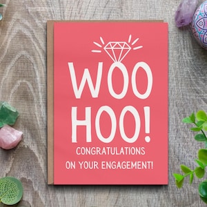 Grappige verlovingskaart, Woohoo, je bent verloofd, gefeliciteerd verlovingskaart, kaart voor stel, kaart verloofd stel, unieke verlovingskaart