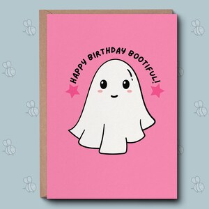 Happy Birthday Bootiful Card - Biglietto di compleanno per lei. Compleanno di Halloween a ottobre. Ghost Boo. Biglietto di compleanno per la fidanzata, per la moglie fidanzata