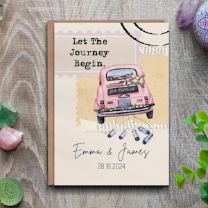 Tarjeta de boda personalizada para coche, nombre personalizado, fecha, viaje para una pareja feliz